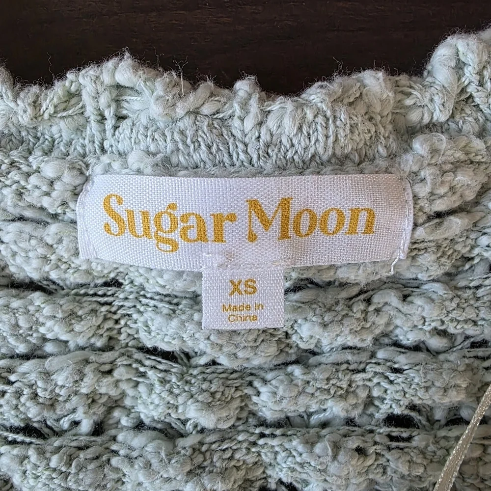 Sugar Moon Sage Green Open Stitch Crochet Bolero Shrug - XS